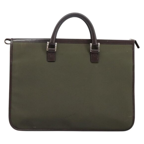 BURBERRY Hand Bag Nylon Leather Khaki Brown Silver Auth - Picture 3 of 16